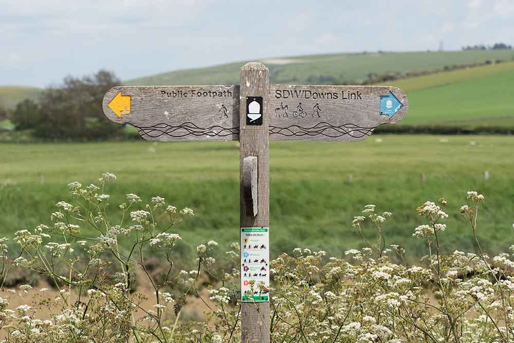 a south downs way marker post in west Sussex