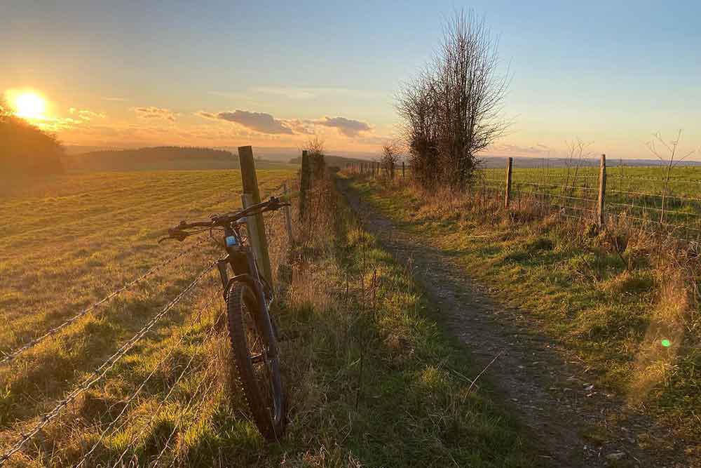 sunset over the south downs way near our