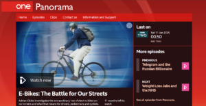 a screenshot of the panorama programme about ebikes