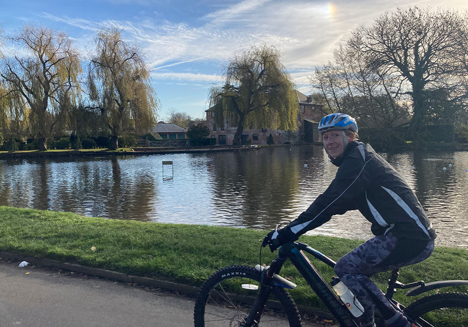 cycling past West Ashling Mill Pond